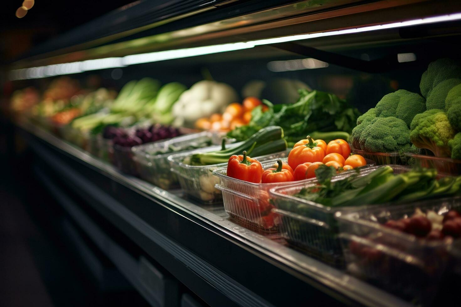 Vegetables on display in a grocery store photo