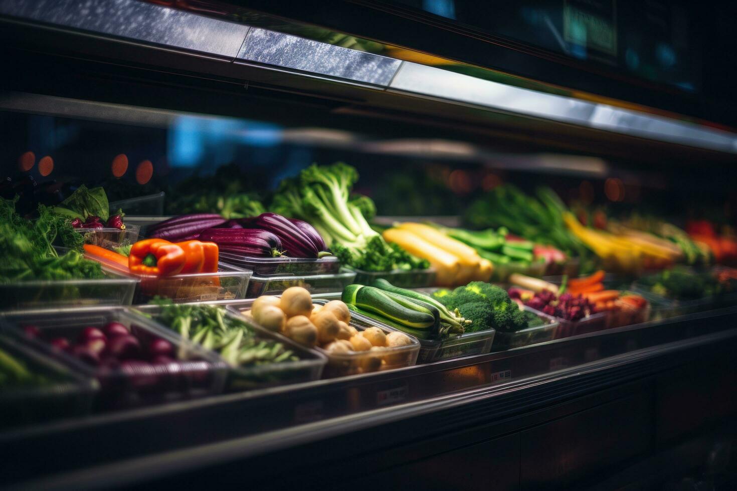 Vegetables on display in a grocery store photo