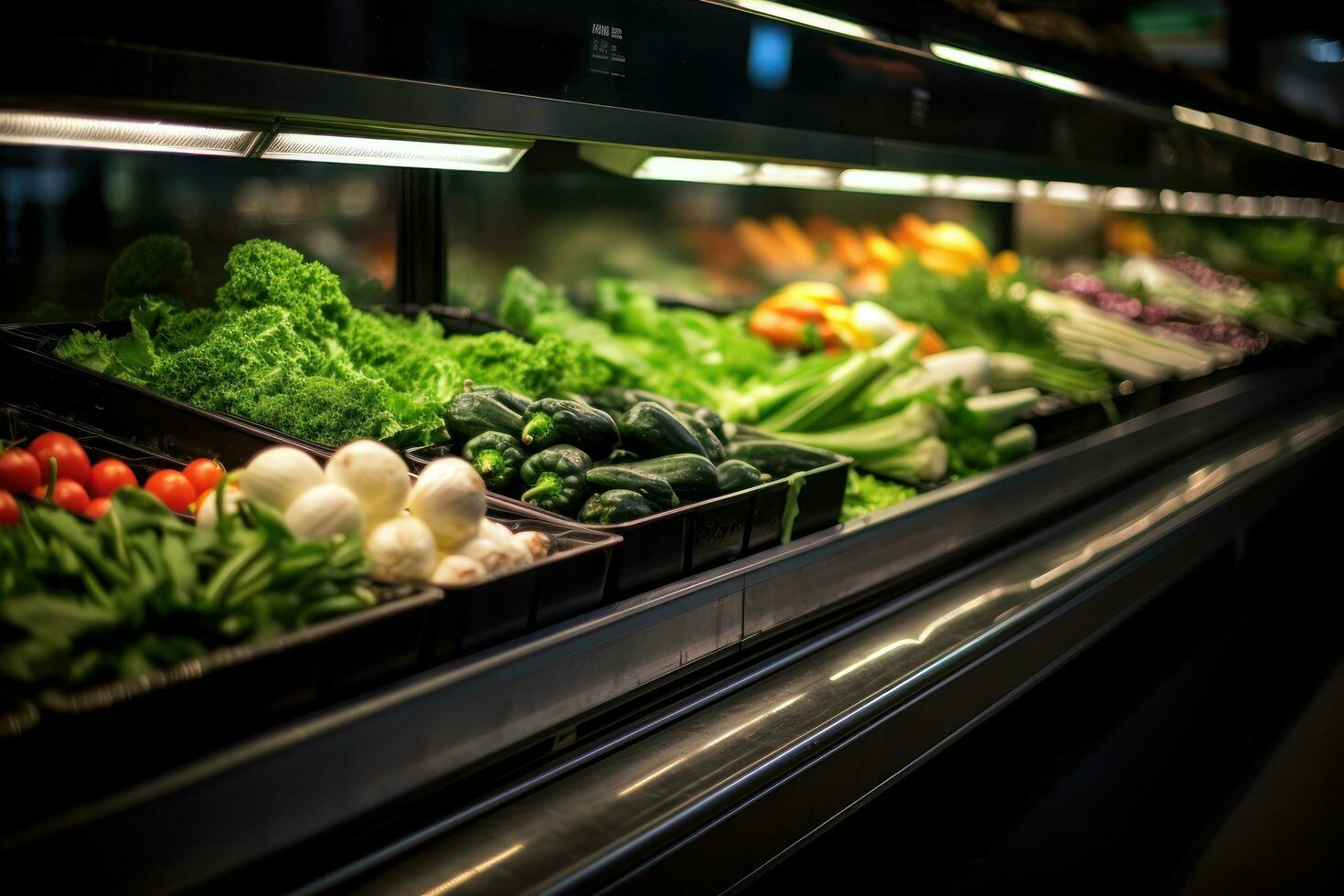 Vegetables on display in a grocery store photo