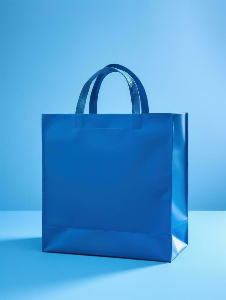Blue minimalist shopping bag photo