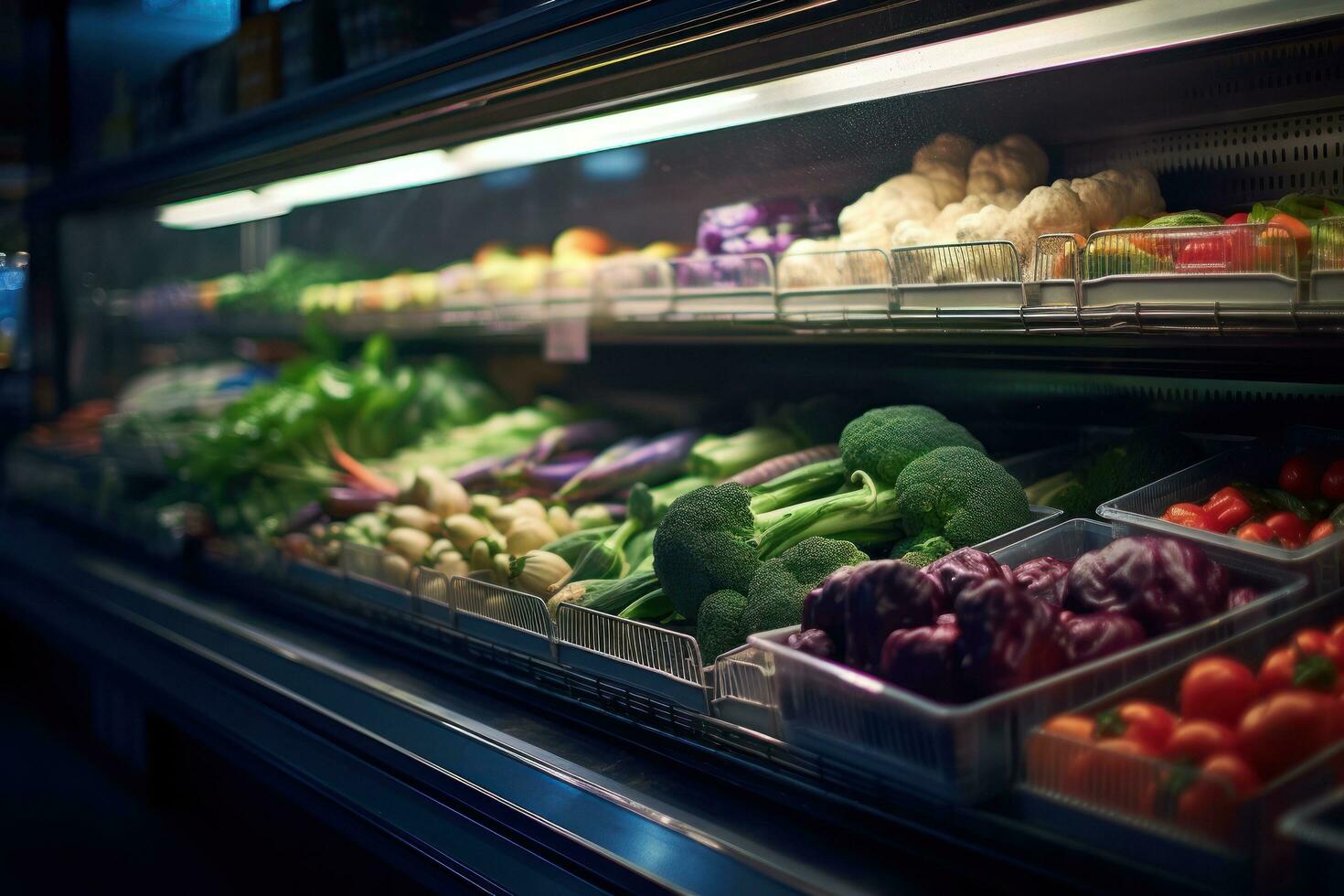 Vegetables on display in a grocery store photo