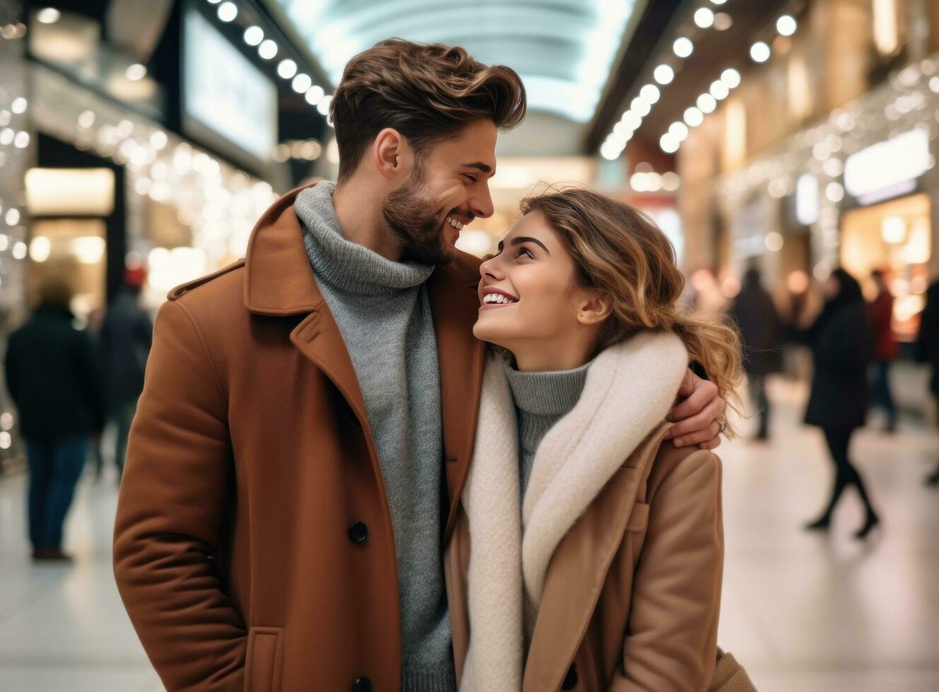 AI Generated Happy people go shopping photo