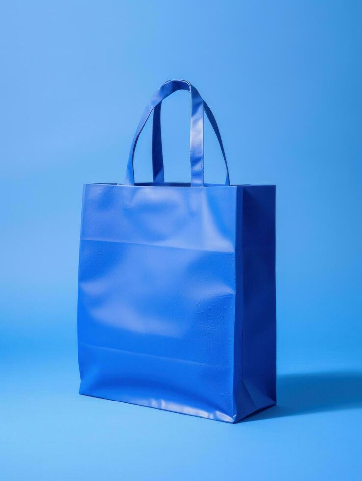 Blue minimalist shopping bag photo