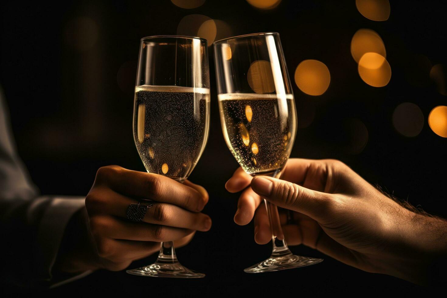 Friends celebrating New Year together photo
