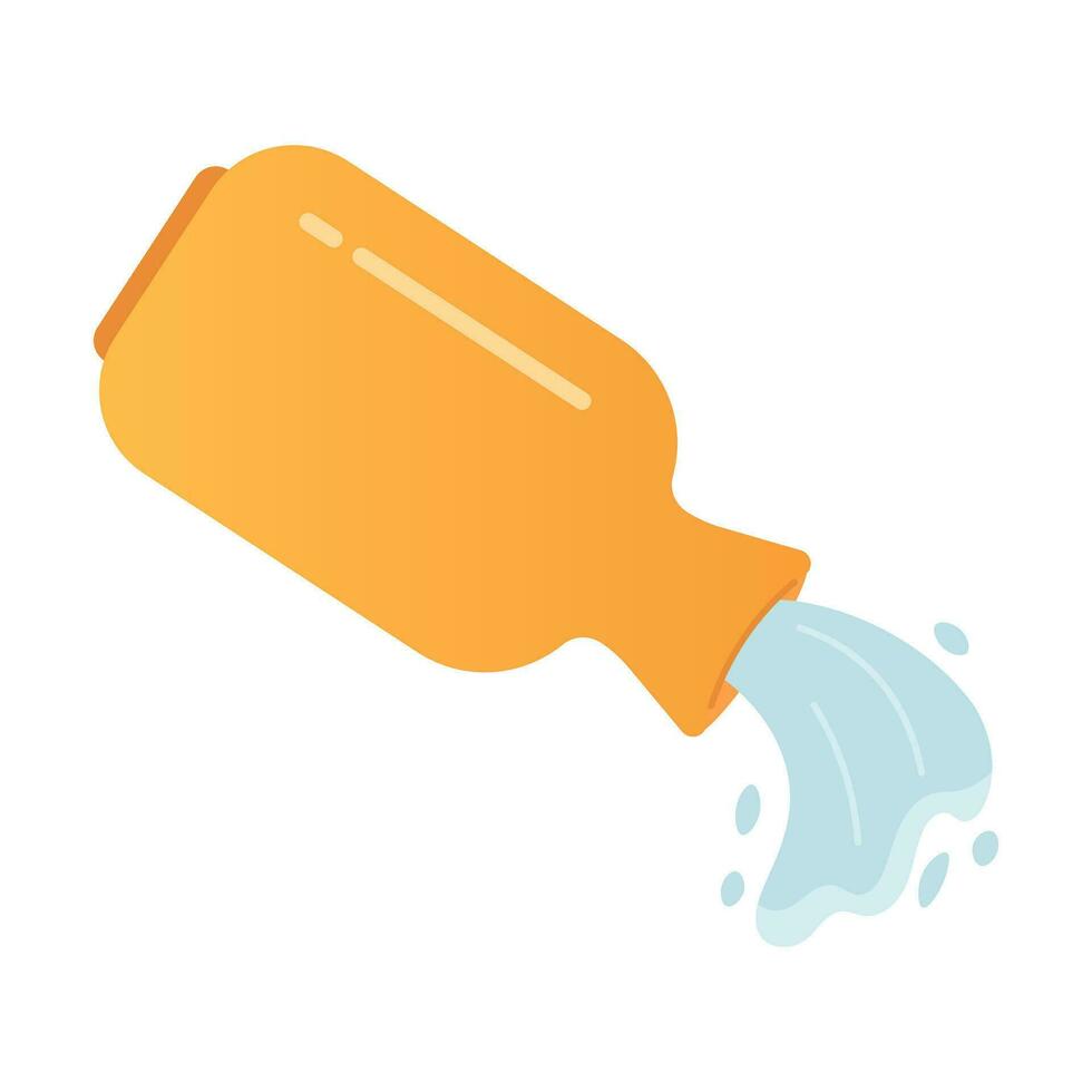 Golden amphora semi flat colour vector object. Pouring water. Vase. Editable cartoon clip art icon on white background. Simple spot illustration for web graphic design