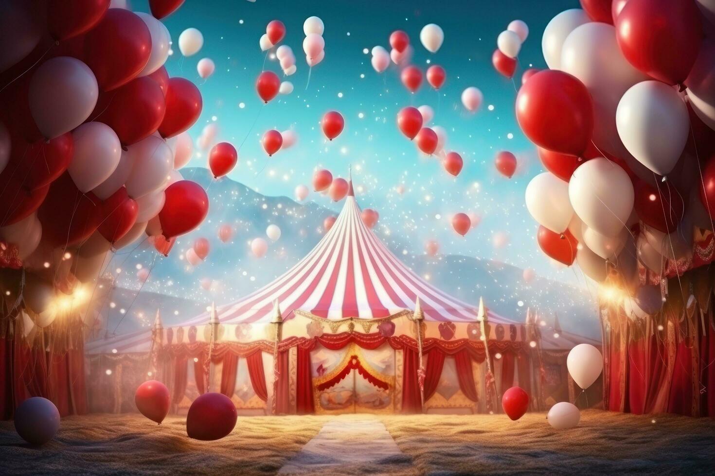 Circus tent with balloons photo