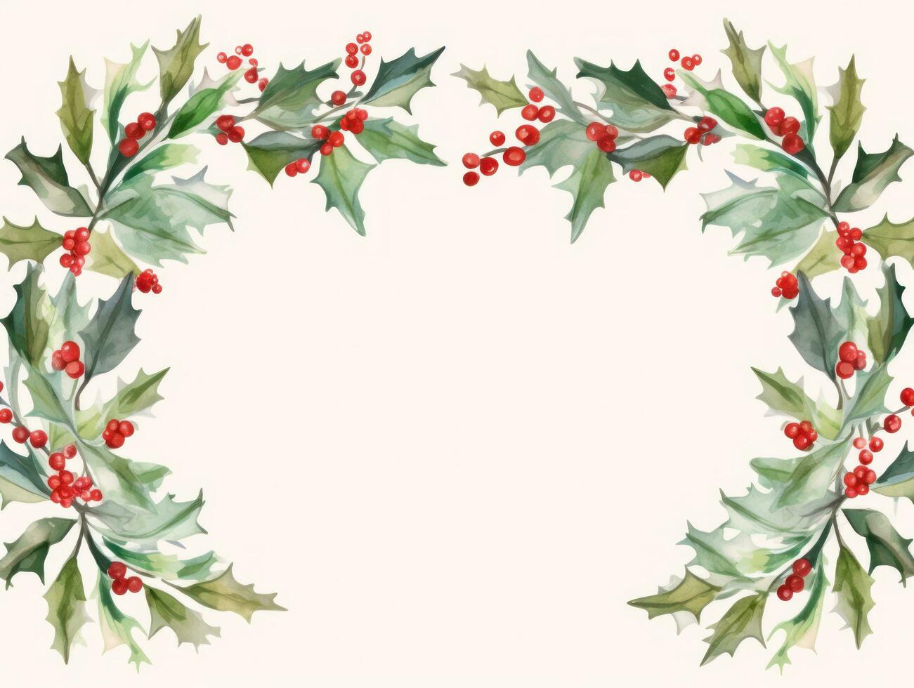 Christmas background with hollly leaves photo
