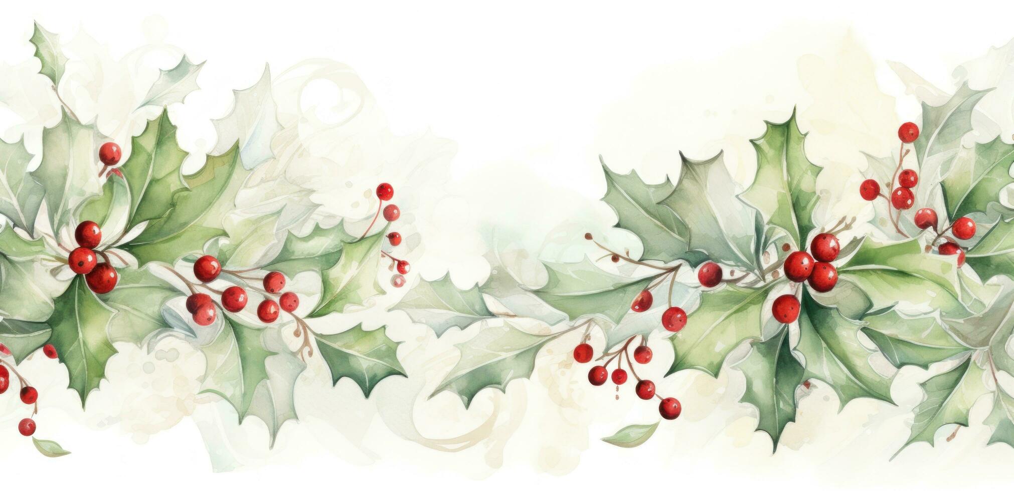 Watercolor Christmas decoration with berries photo