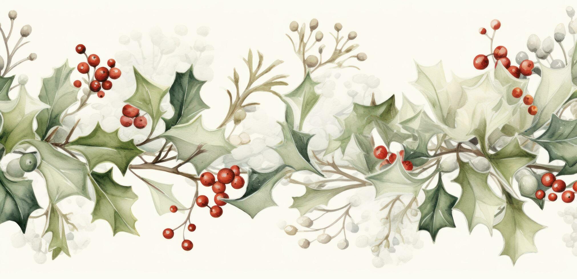 Christmas background with hollly leaves photo