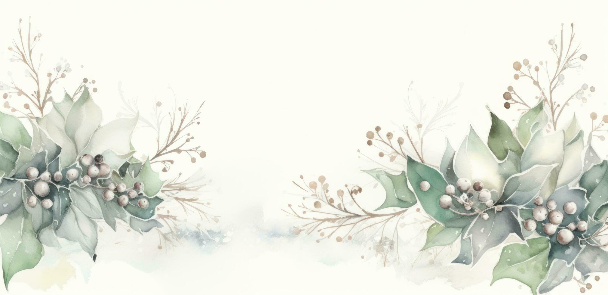 Christmas background with hollly leaves photo