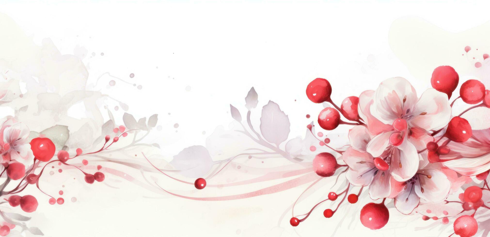 Watercolor Christmas decoration with berries photo