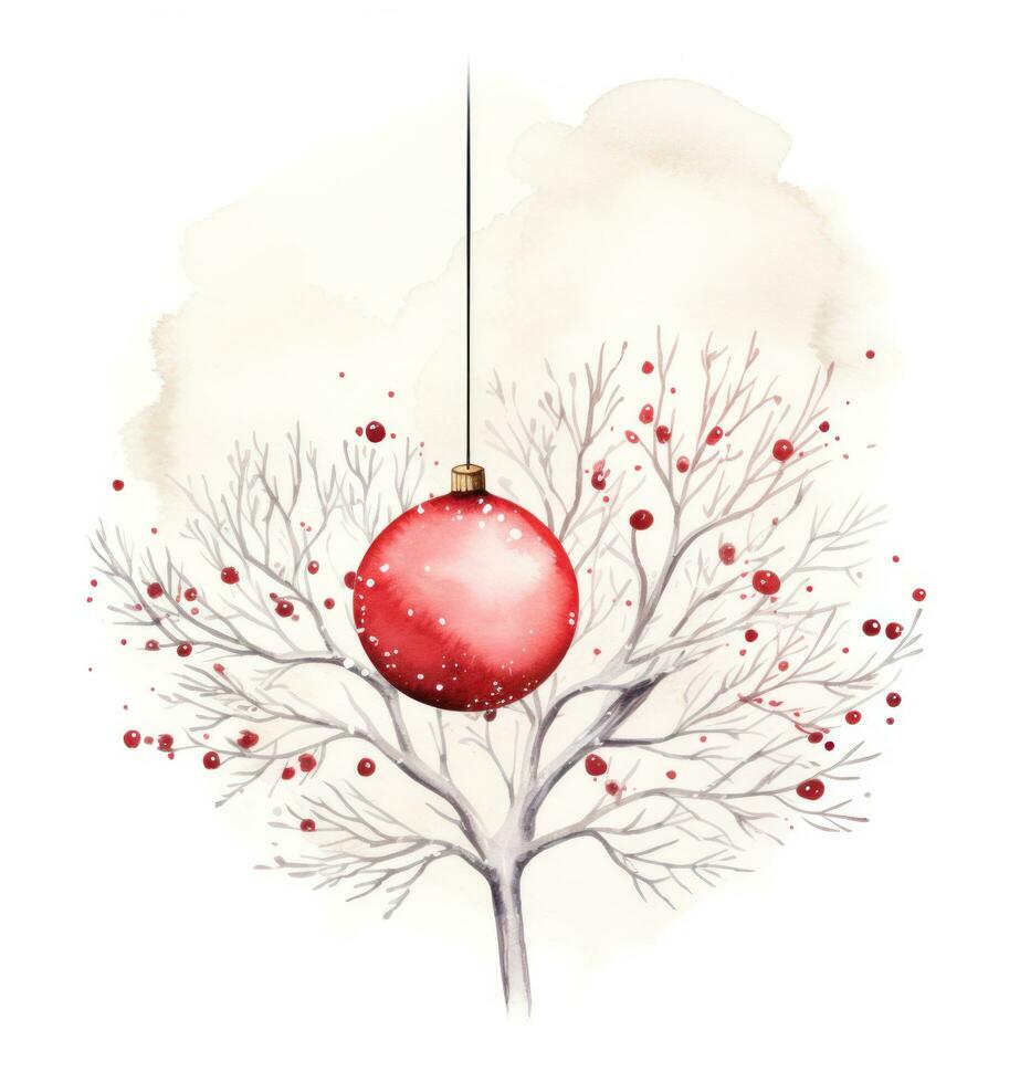 Christmas illustration with red ball photo