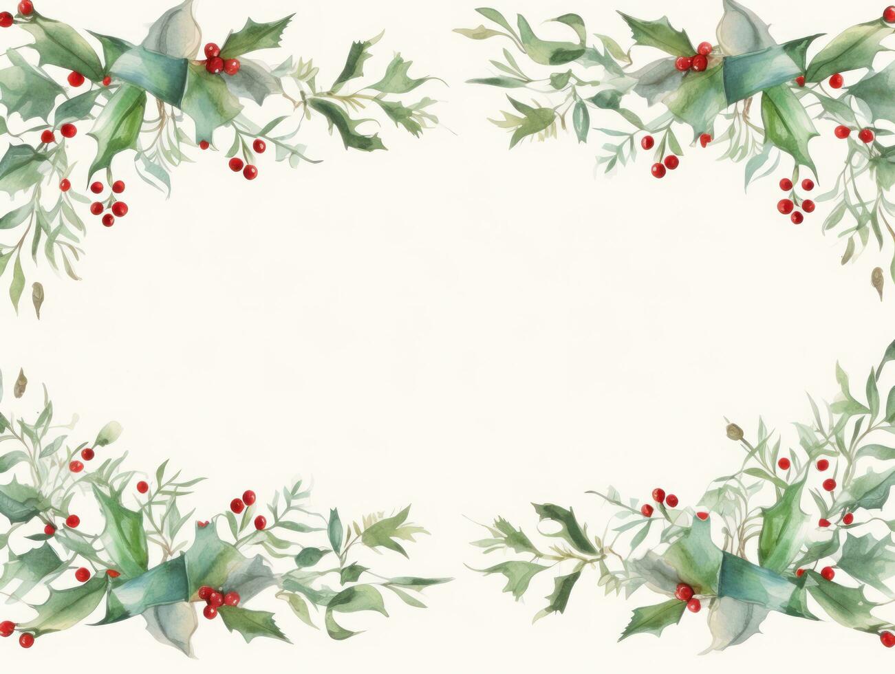 Christmas background with hollly leaves photo