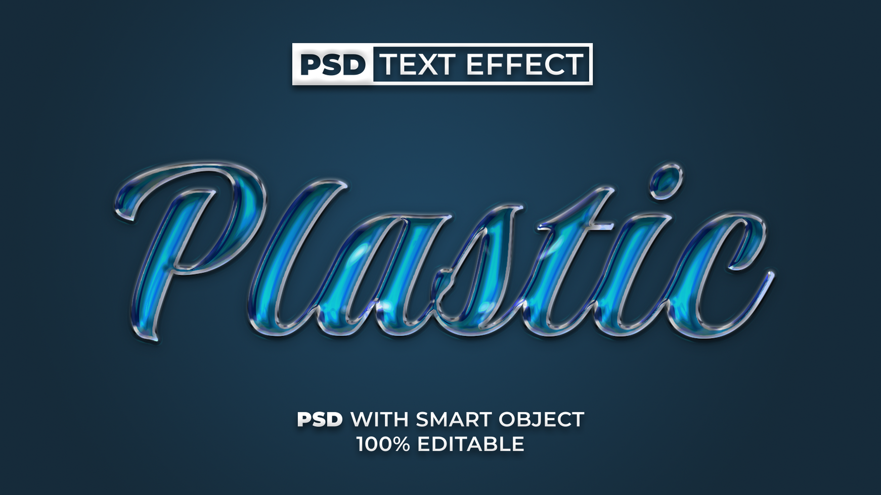 Plastic text effect blue shiny style. Editable text effect. psd