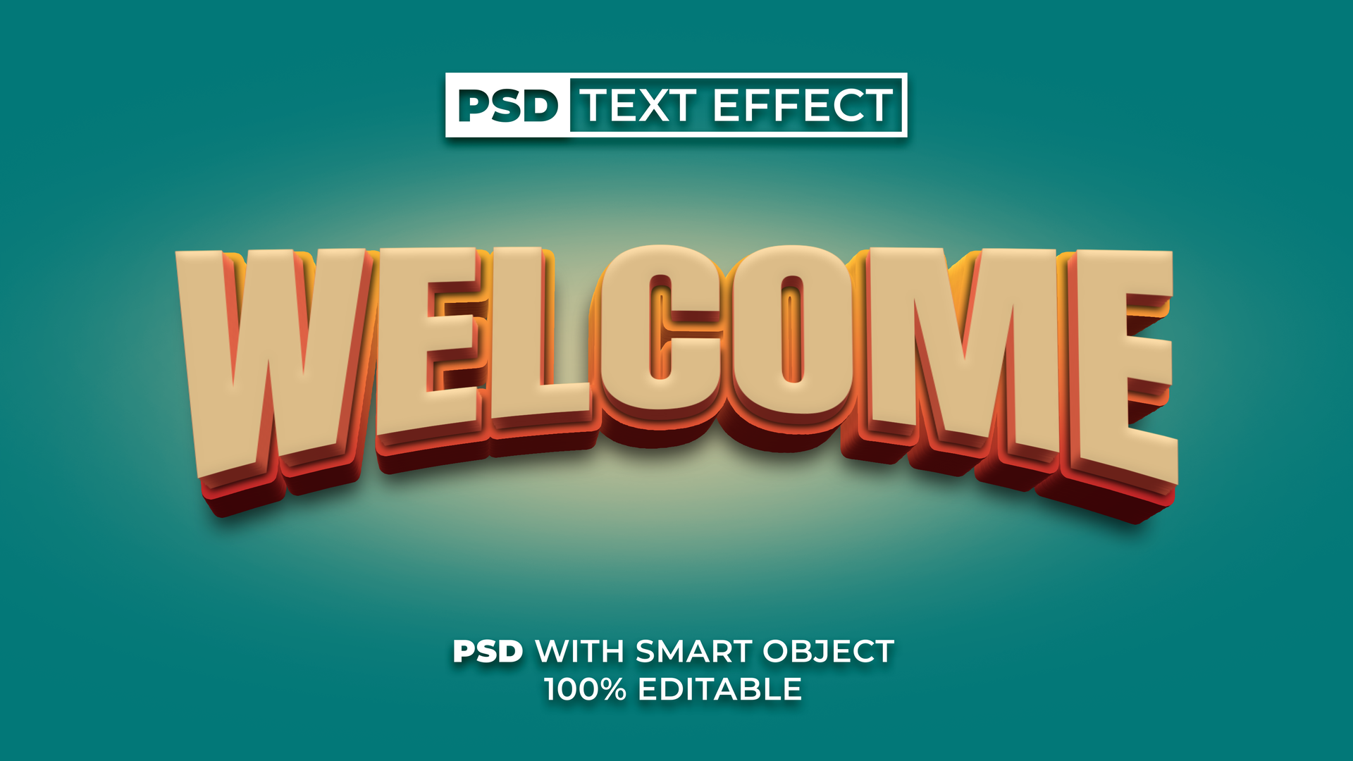 Welcome 3d text effect curved style. Editable text effect. 28595557 PSD