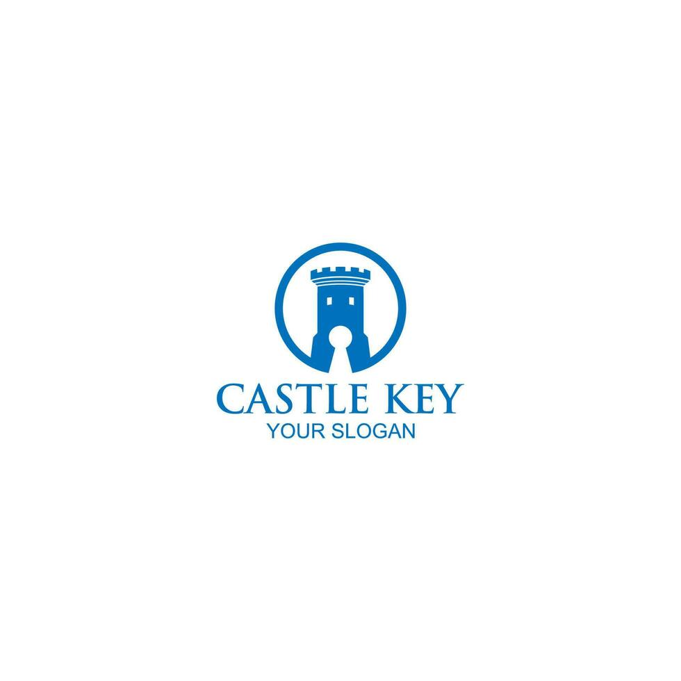 Castle Key Logo Design Vector