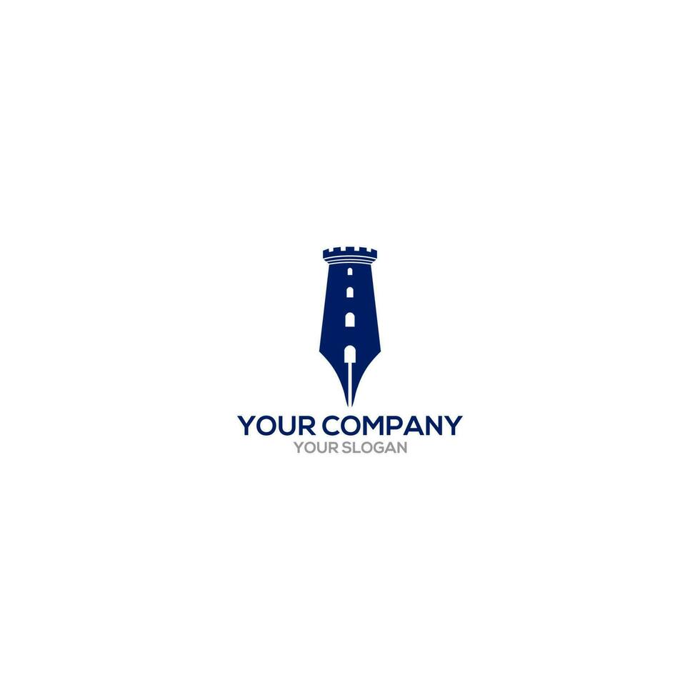 Castle Pen Education Logo Design Vector