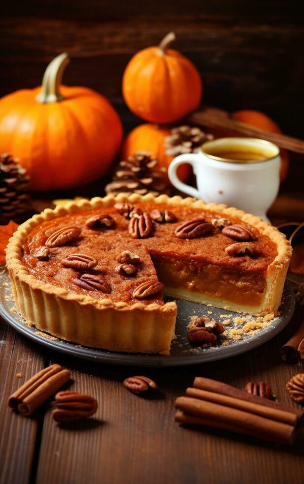 Autumn pumpkin pie photo