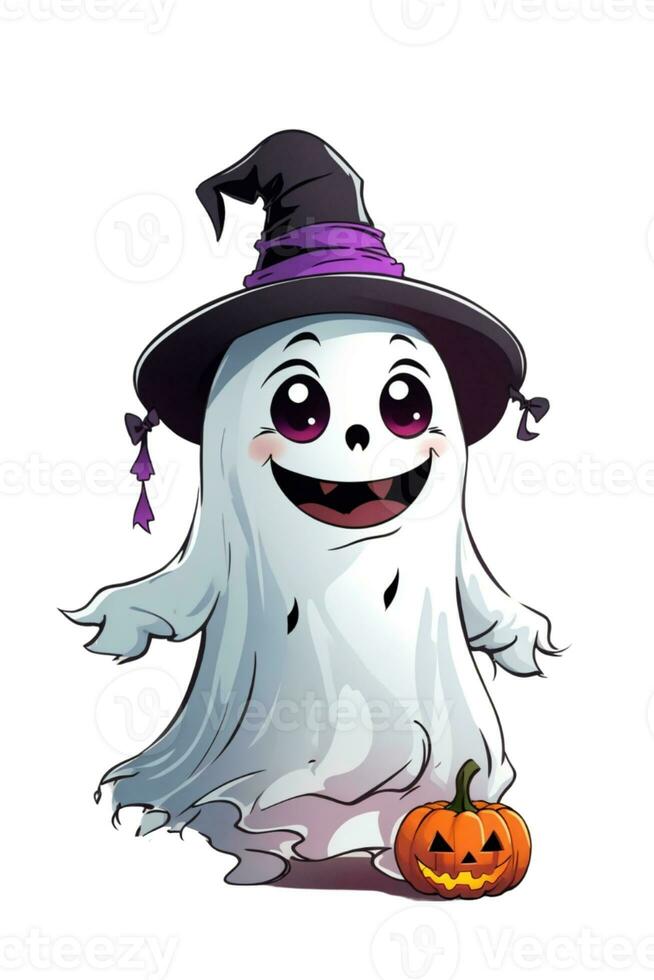 white ghost on a light background kawaii graphics for halloween photo