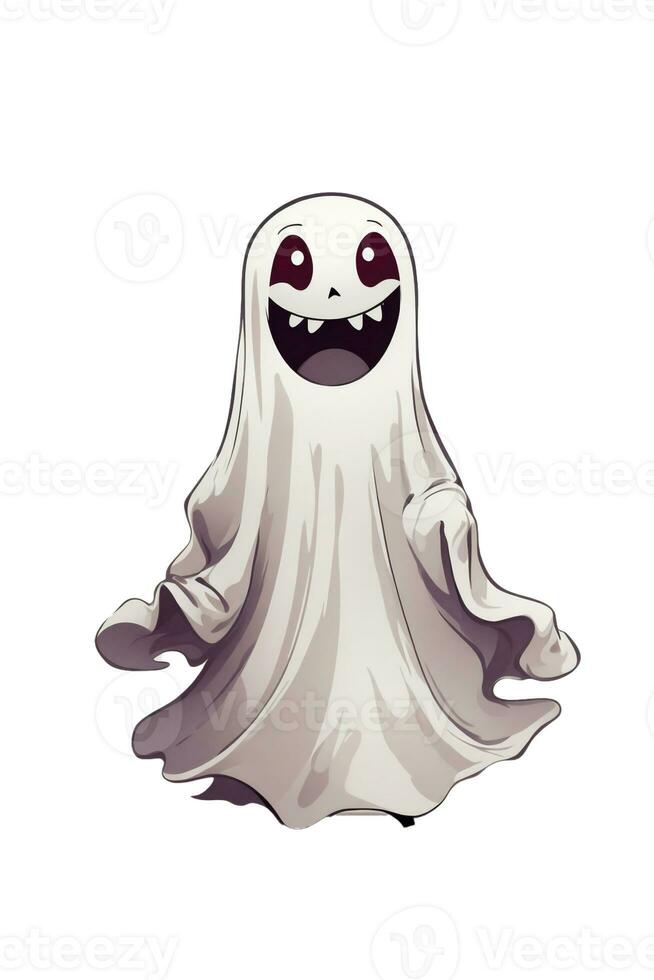 white ghost on a light background kawaii graphics for halloween photo