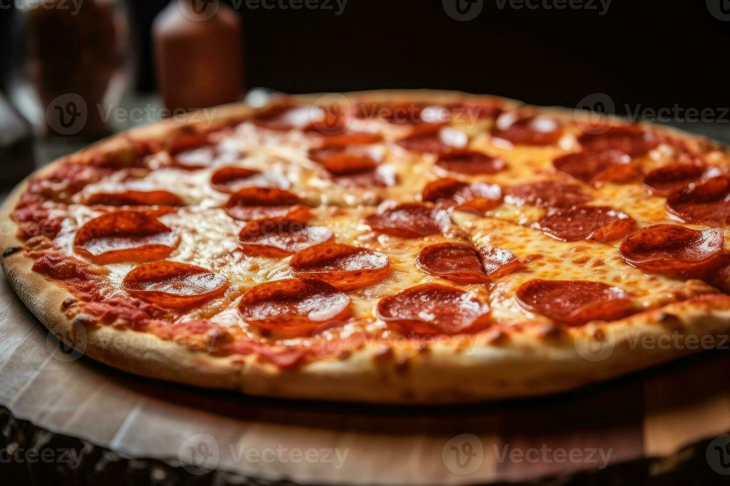 A pizza with pepperoni on it photo