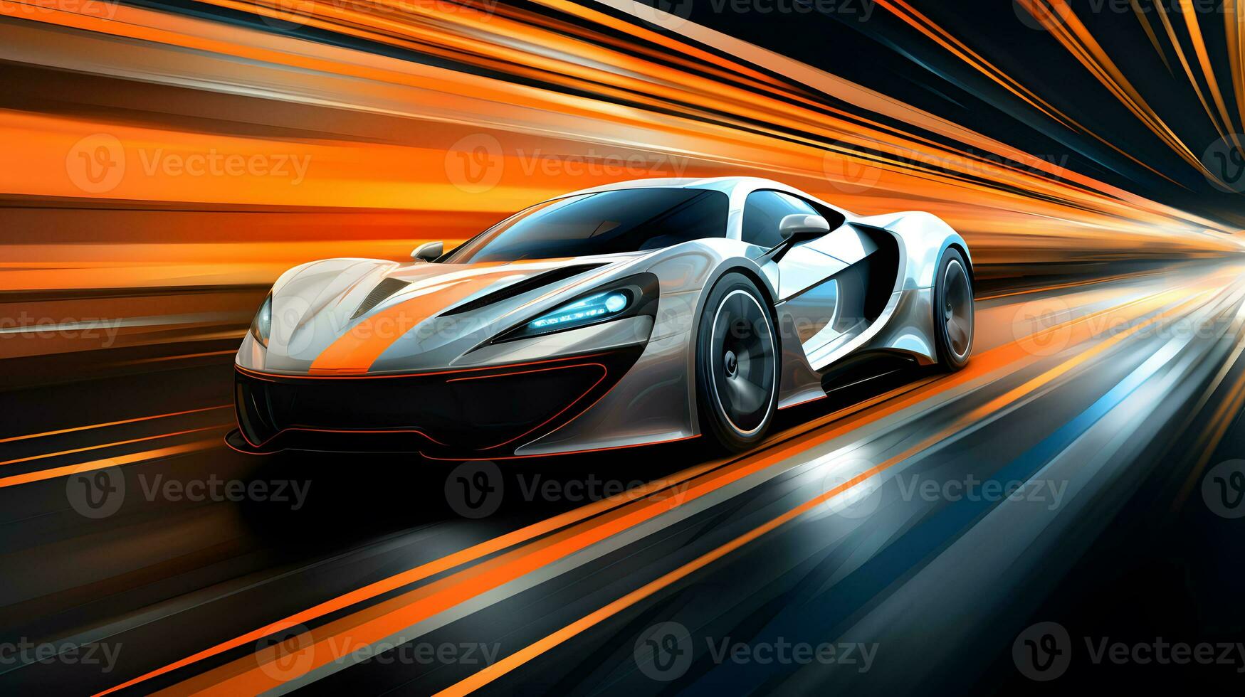 Sport car on the road with motion blur background photo