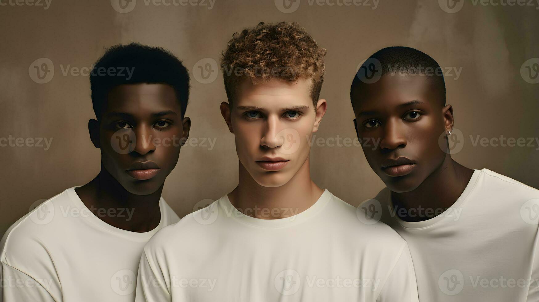 Group of young african american men in white t-shirts photo