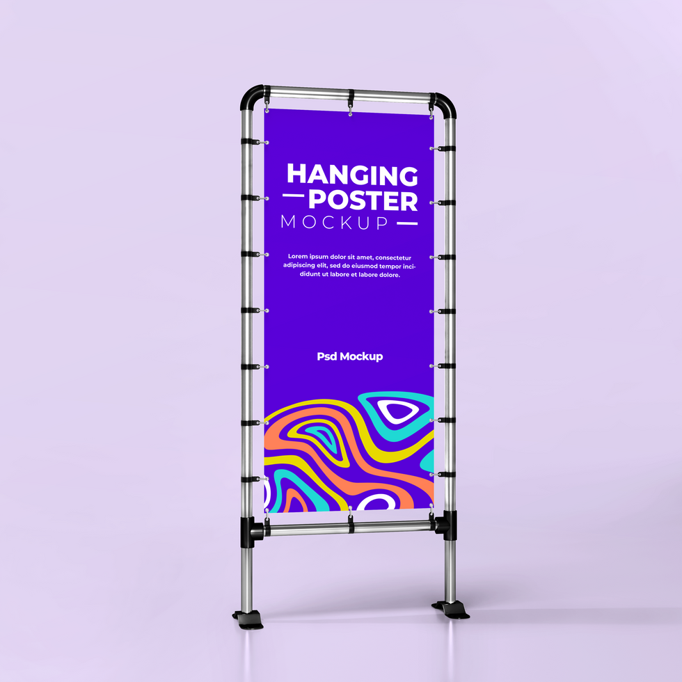 Hanging poster mockup psd