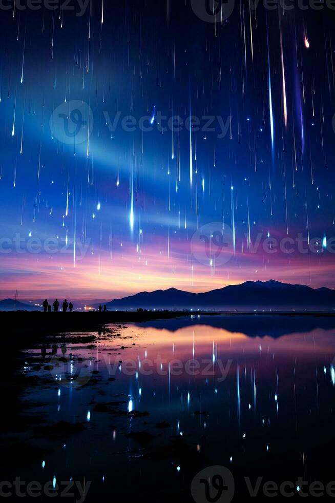 A breathtaking display of colorful light pillars dancing against the night sky - background with empty space for text photo