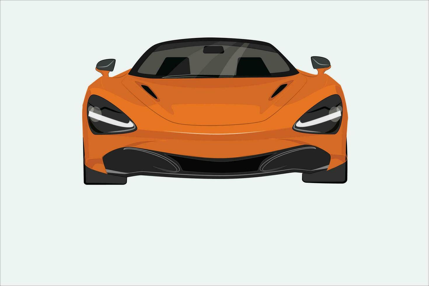 realistic vector orange car with gradient and perspective from the front. supercars