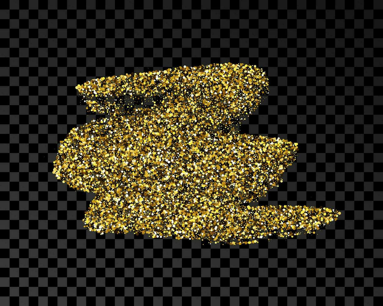 Hand drawn ink spot in gold glitter. Gold ink spot with sparkles isolated on dark background. Vector illustration