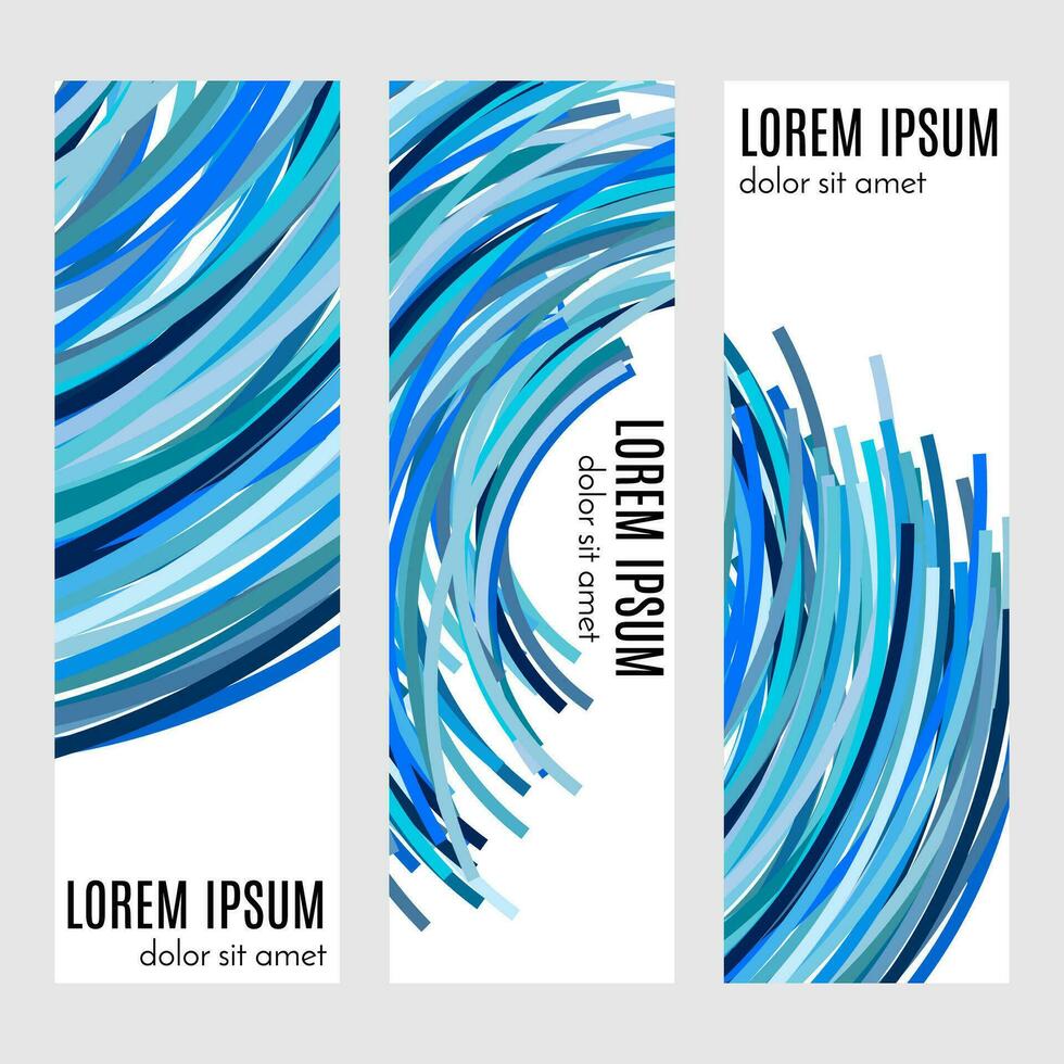 Set of abstract vertical header banners with curved lines and place for text. Colorful backgrounds for web design. Vector illustration
