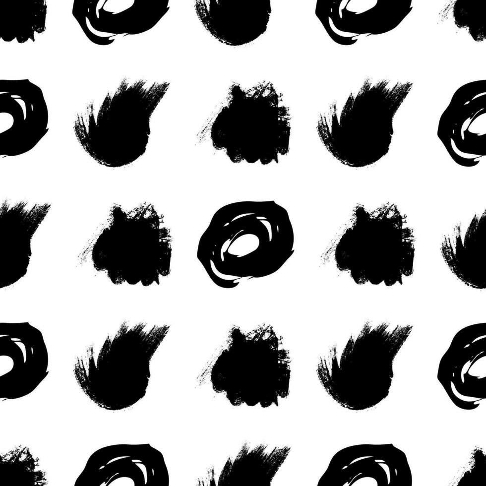 Seamless pattern with black brushstrokes vector