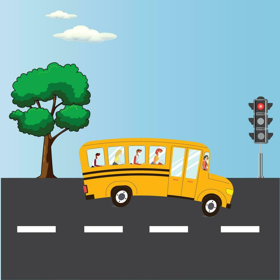 Vector illustration of car stops. Example of inertia.transportation. traffic rules.
