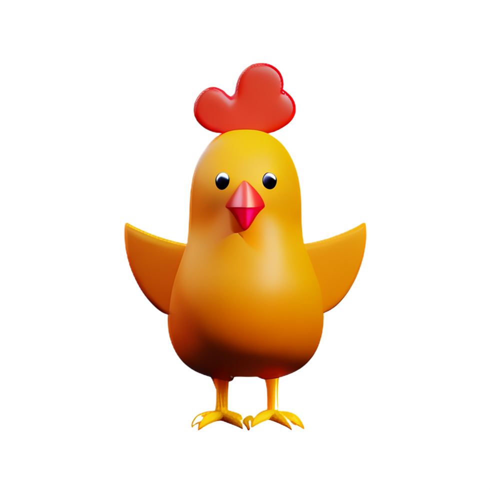 chicken 3d rendering icon illustration png