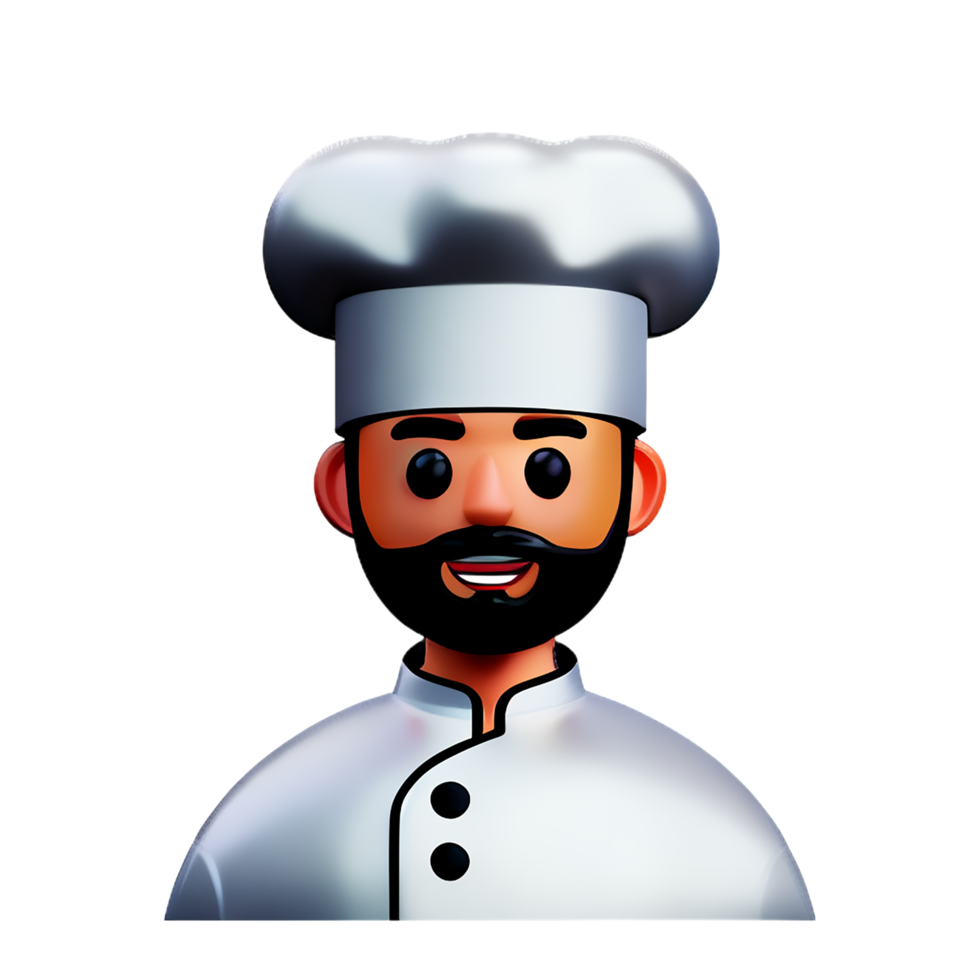 cocinero cara 3d representación icono ilustración png