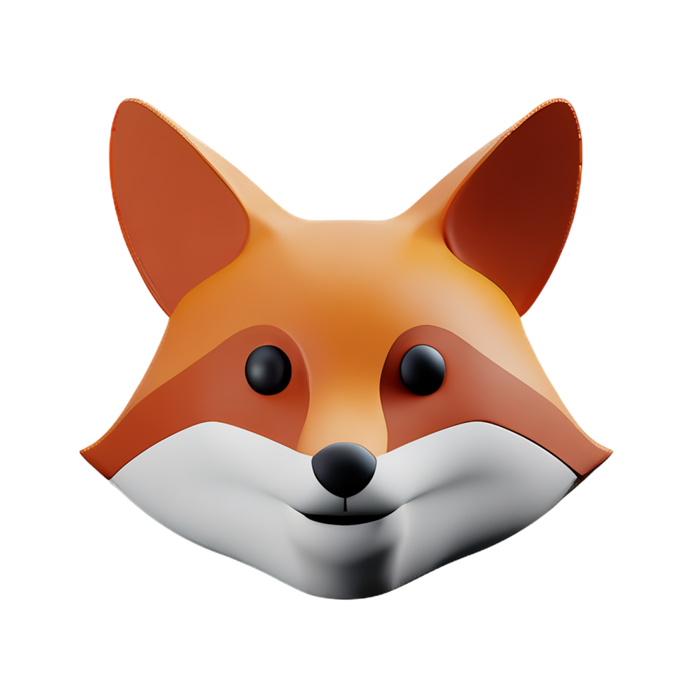 fox 3d rendering icon illustration png