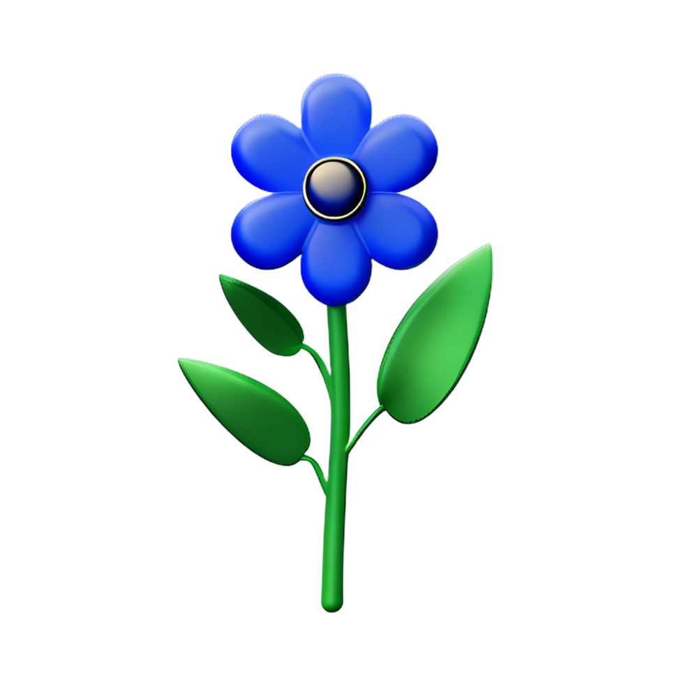 blue flower 3d rendering icon illustration png