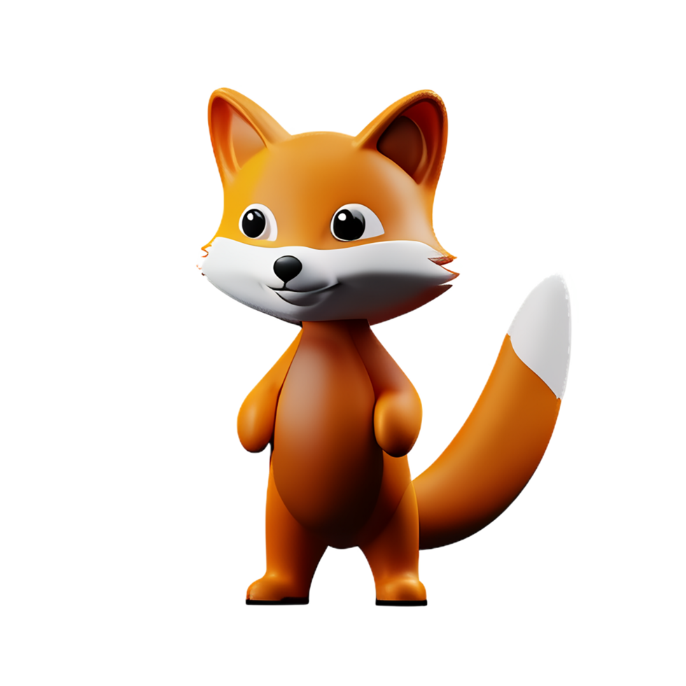fox 3d rendering icon illustration png