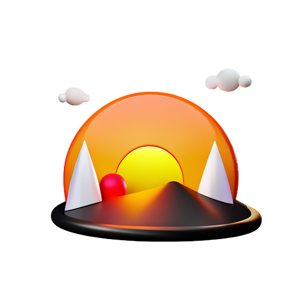 sunset 3d rendering icon illustration png