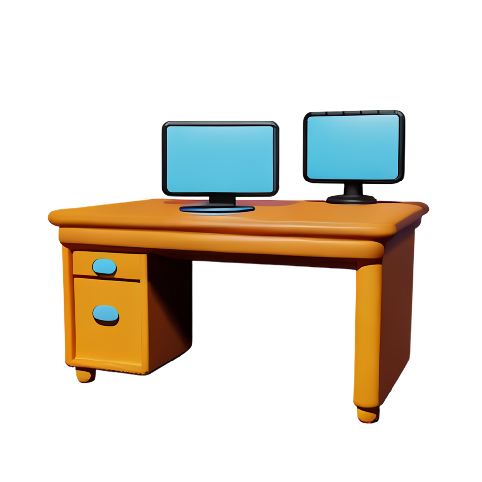 desk 3d rendering icon illustration png