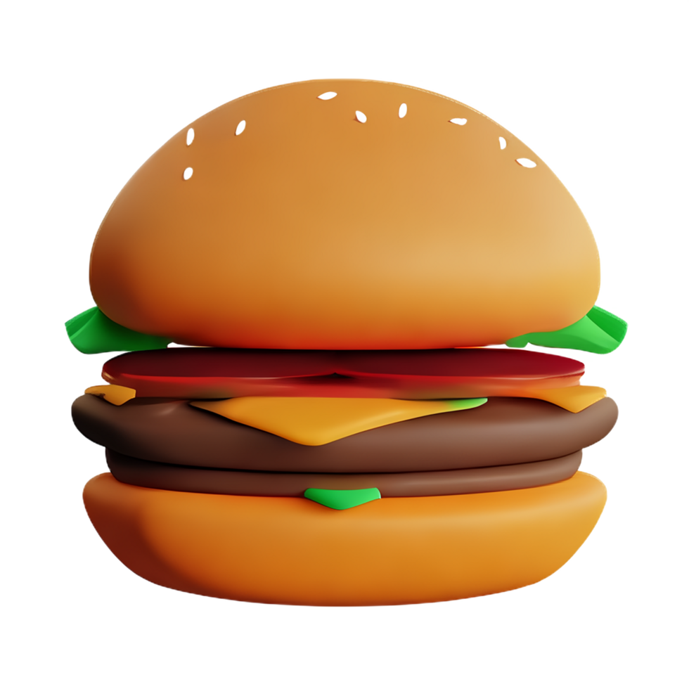 hamburger 3d rendering icon illustration png