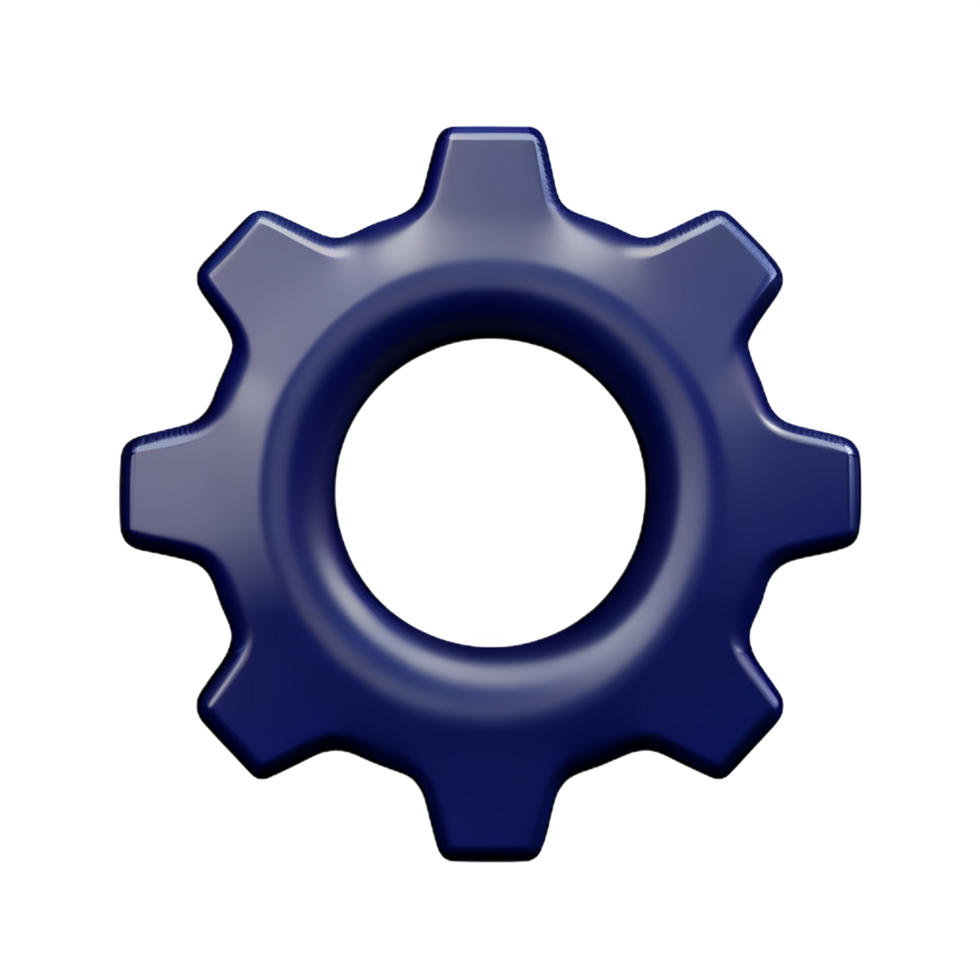 gear 3d rendering icon illustration comma separated, no special characters png