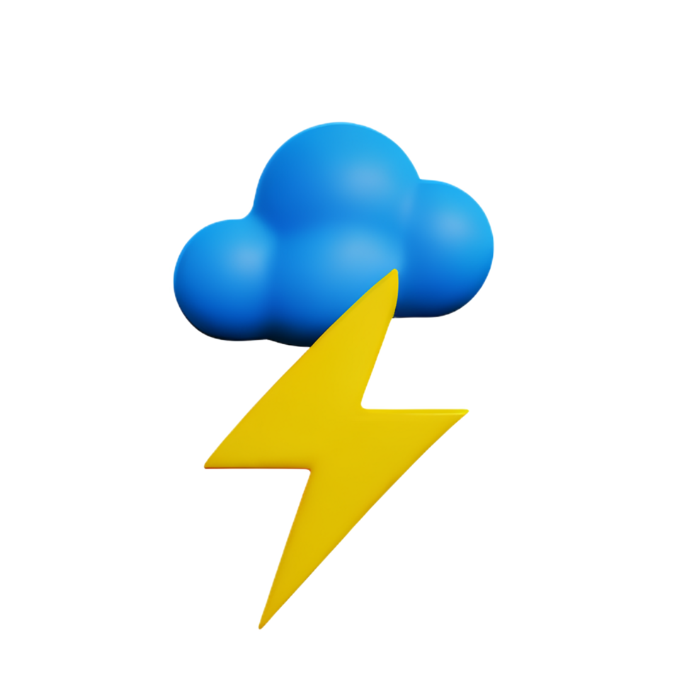 thunder 3d rendering icon illustration png