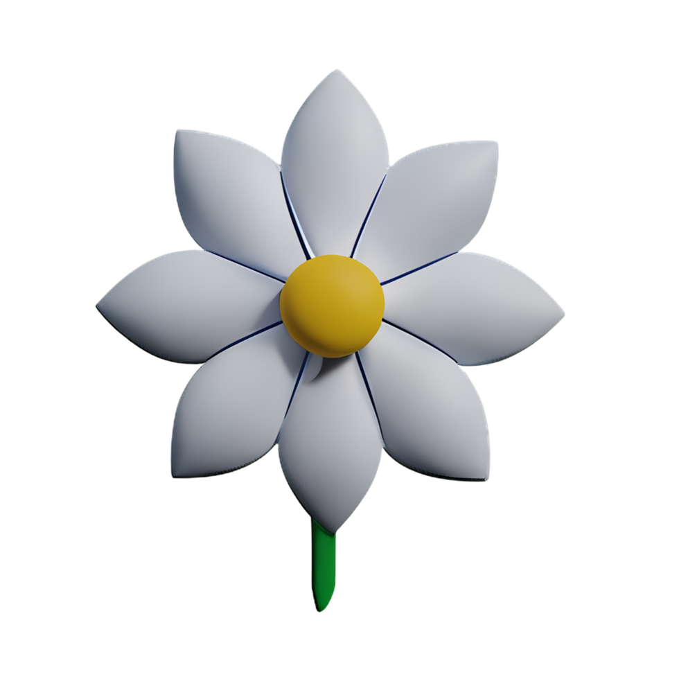 white flower 3d rendering icon illustration png