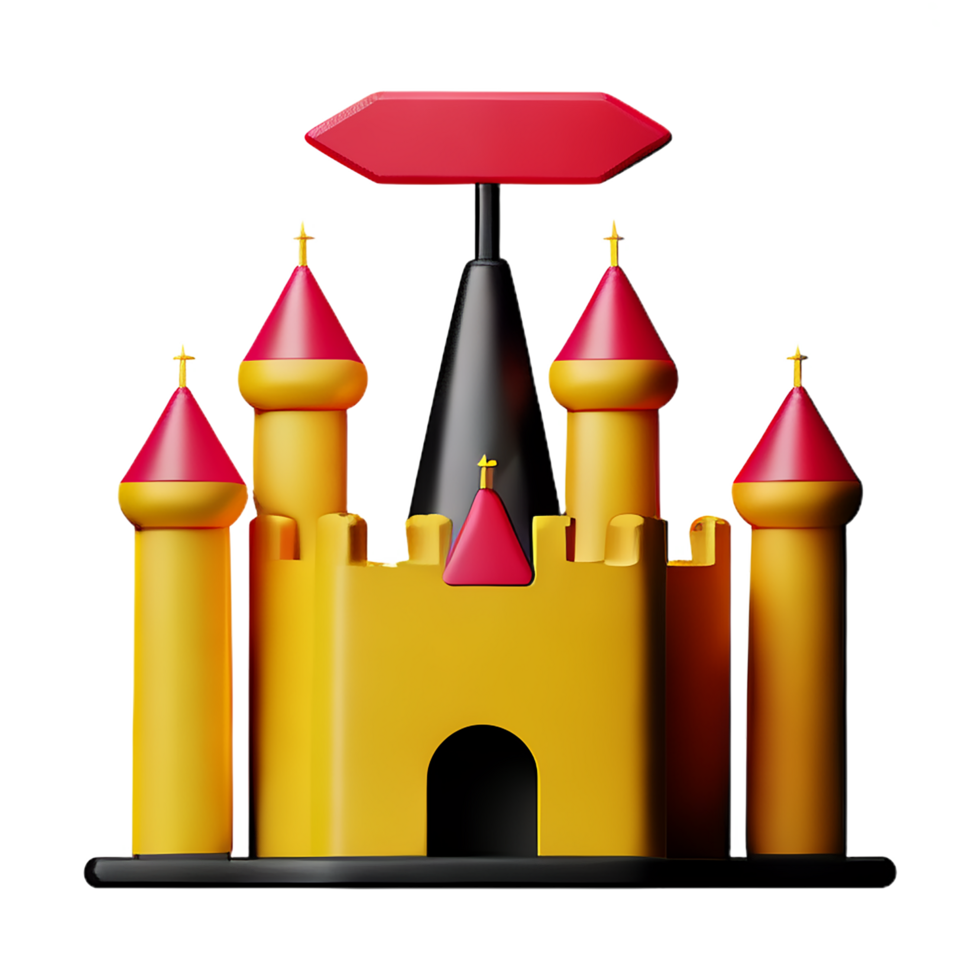 castle 3d rendering icon illustration png