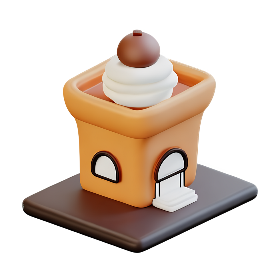 cafe 3d rendering icon illustration png