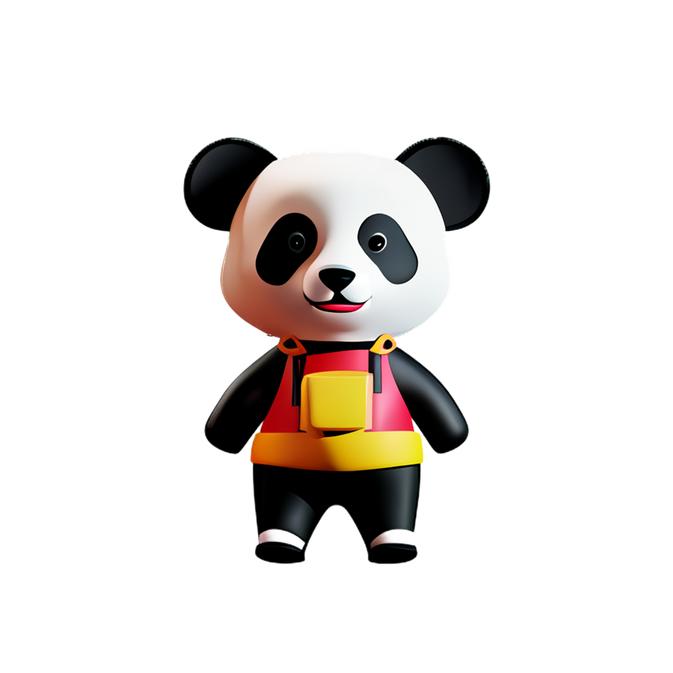 panda 3d tolkning ikon illustration png