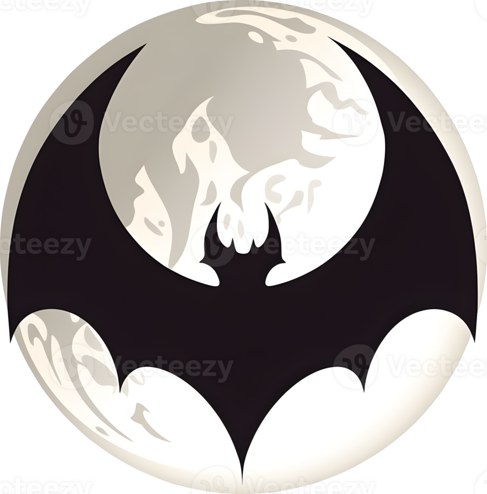 Halloween bat silhouette with moon in background, AI generated png