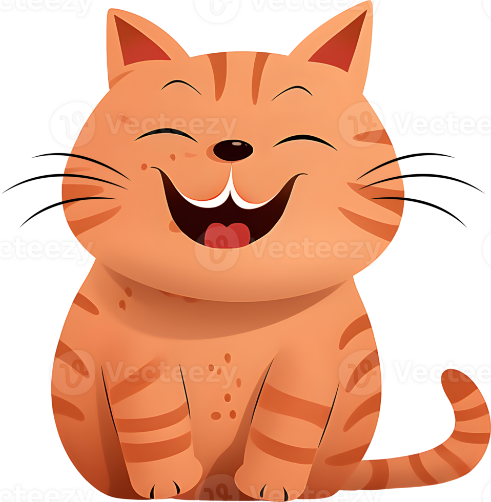 Smiling cute cat cartoon, PNG file no background, AI generated